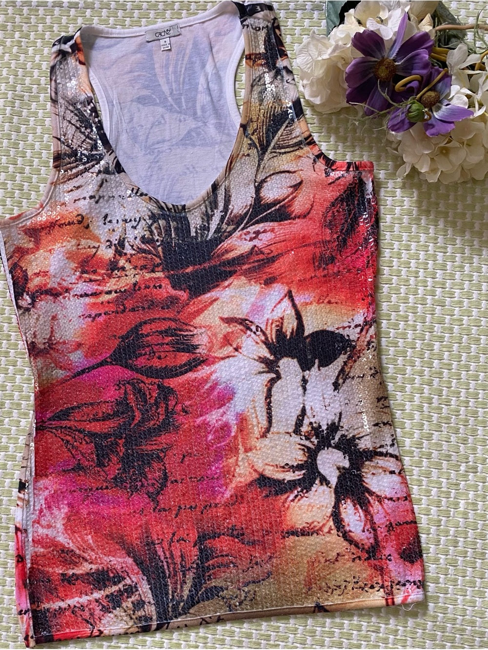 🌺Cache Tropical Sequined Tank Top🌺 - Picture 6 of 6
